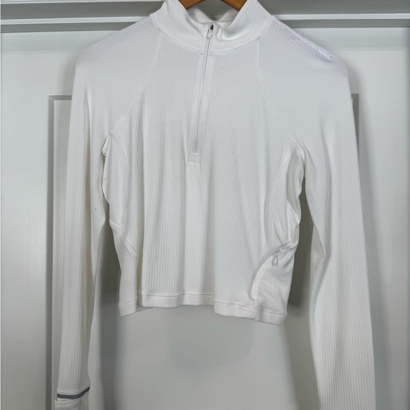 Lululemon Rulu Crop Ribbed Half Zip White Size 8 - Picture 3 of 3